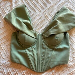 Sage Green Off-Shoulder Corset Top